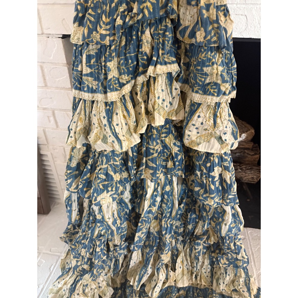 Ulla Johnson Ariah Blue Floral Tiered Maxi Dress Size 6 - Picture 8 of 12
